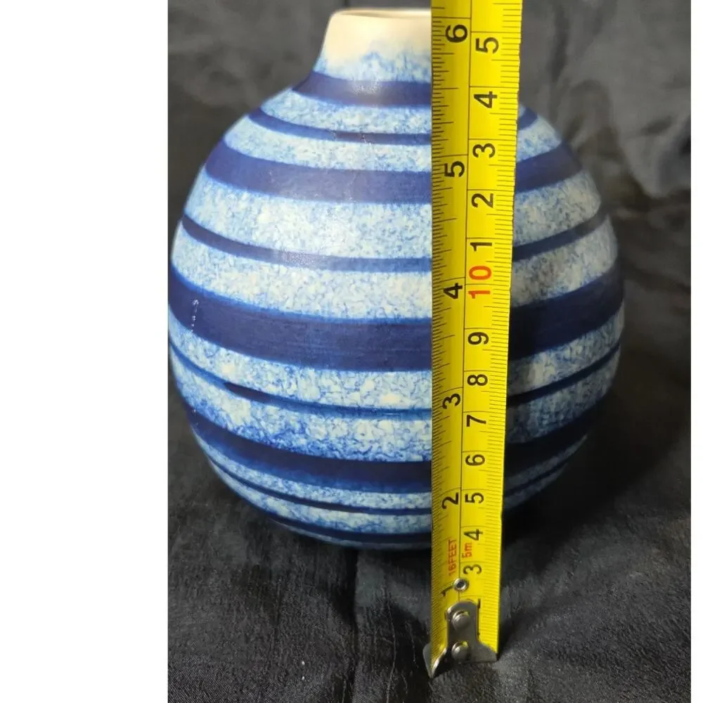Blue Striped Round Vase